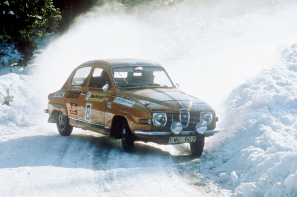 Saab 96 bei der Schweden Rallye 1975