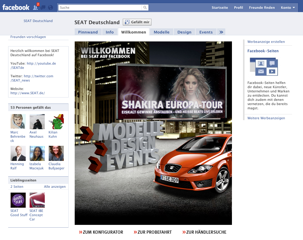 Seat Deutschland startet Facebook-Profil