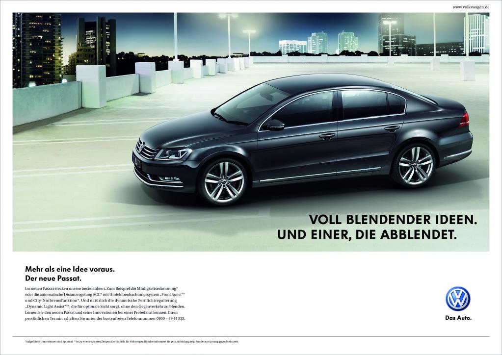 Werbekampagne für den neuen Volkswagen Passat: „Mehr als eine Idee voraus“