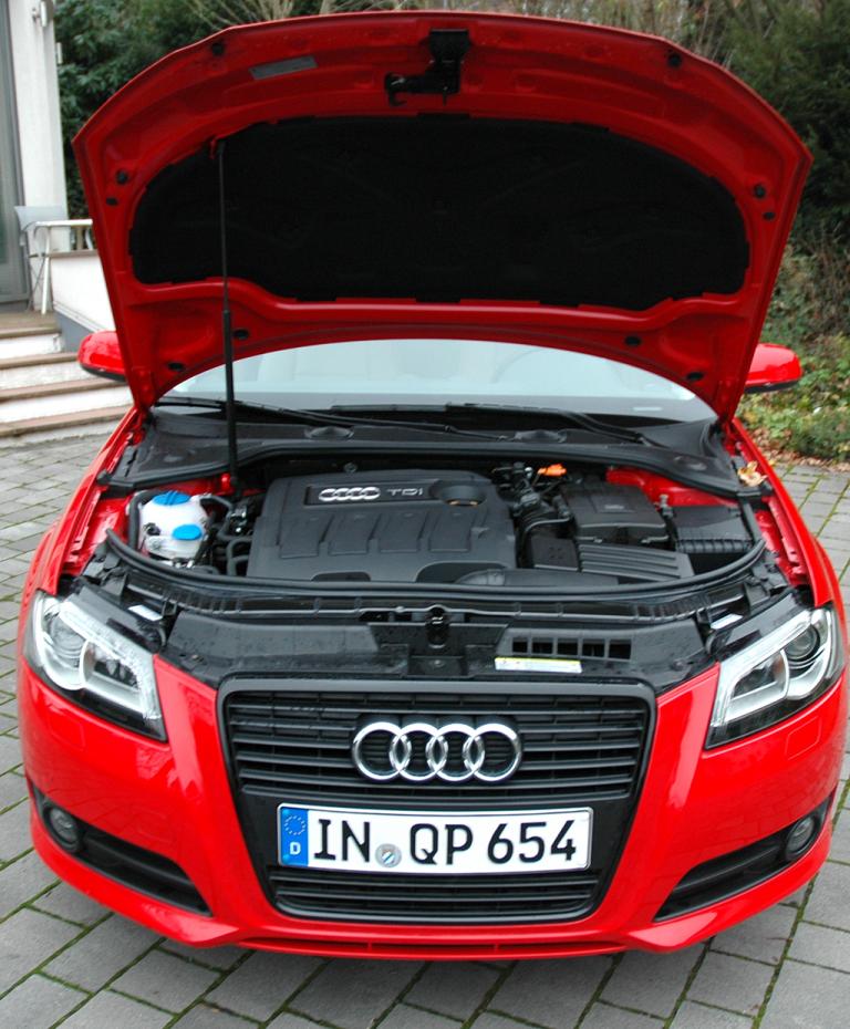 Audi A3 Diesel: Blick unter die Motorhaube des 1,6-Liter-Selbstzünders. 