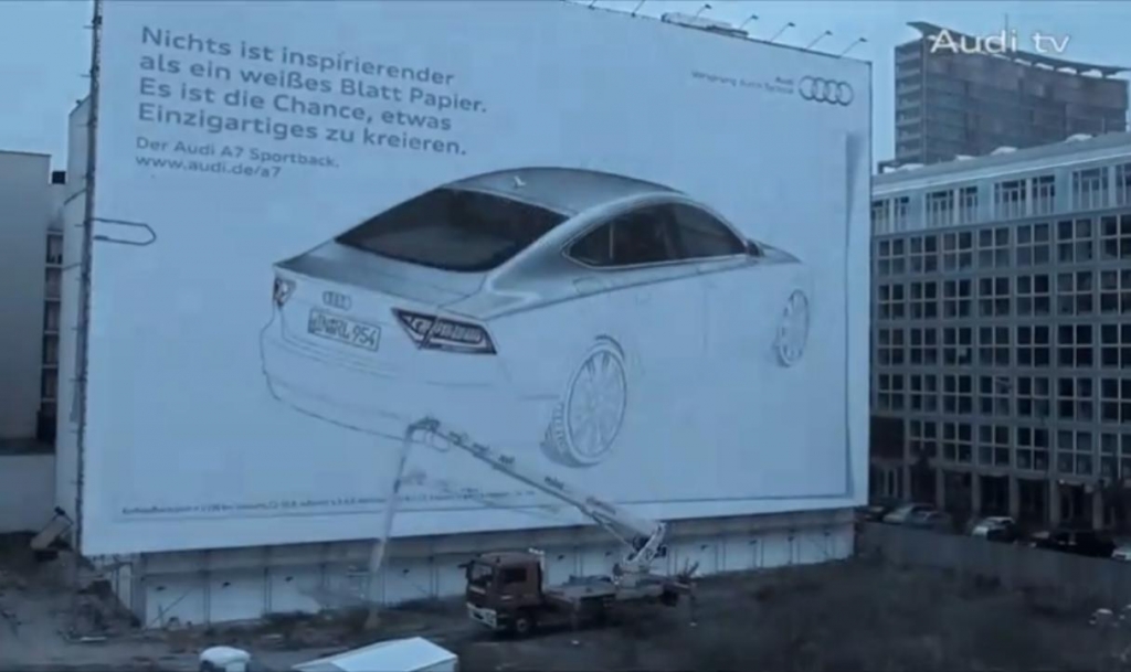 Audi A7 Sportback: Vom weißen Blatt zum Sprühbild auf der Riesenleinwand