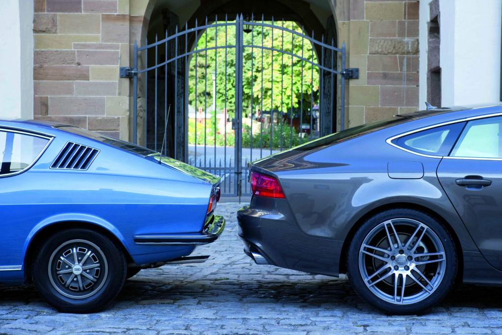 Der neue A7 Sportback zitiert den schönen Rücken des Audi 100 Coupé S. 