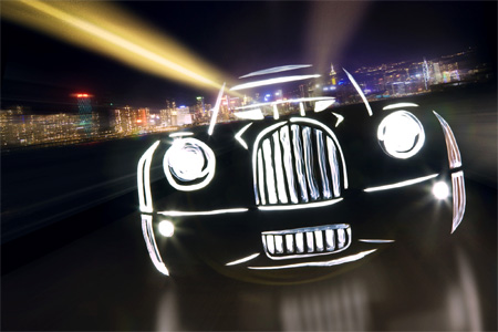 Licht-Graffiti-Kunst mit Autos. Bugatti Veyron. Copyright: Mark Brown. 