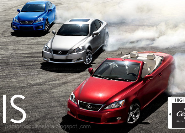 Verunglückte Werbekampagnen - Lacher des Tages dank Photoshop. Quelle: http://www.psdisasters.com/2010/04/lexus-pedal-to-meddle.html