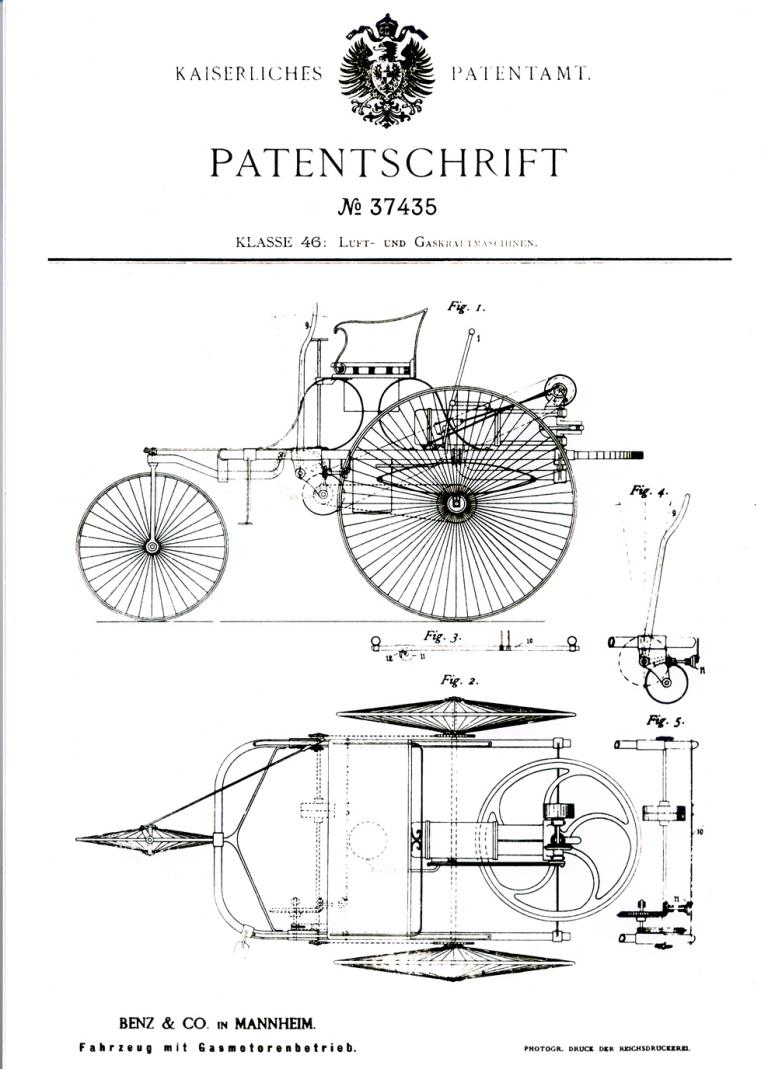 Die Patenanmeldung von Carl Benz im Januar 1886 ist quasi die Geburtsstunde des Automobils. 