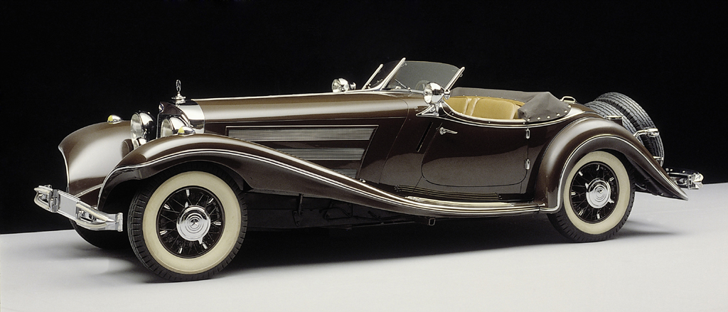 Eleganter Mercedes-Benz 500 K Roadster als eleganter Sportwagen mit Achtzylinder-Kompressor aus dem Jahr 1934. 