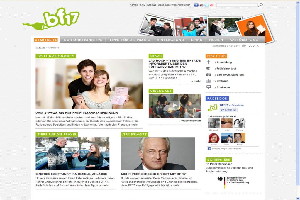 Internetseite zum Führerschein mit 17 Jahren 
