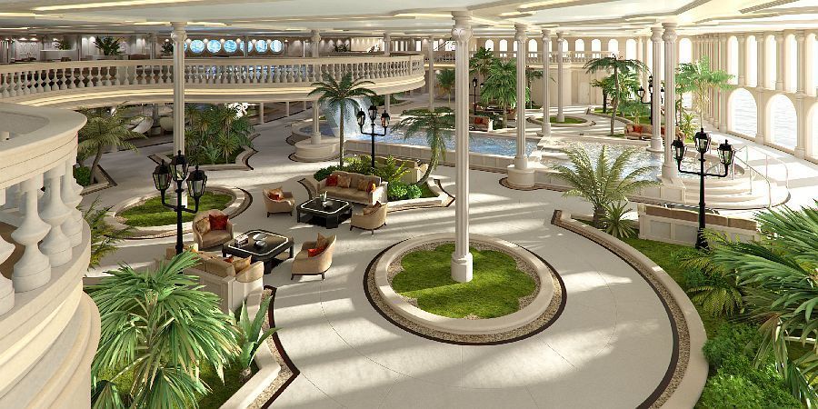 Der Erholungsbereich des Schiffes, die Oasis, Bild: Yacht Island Design