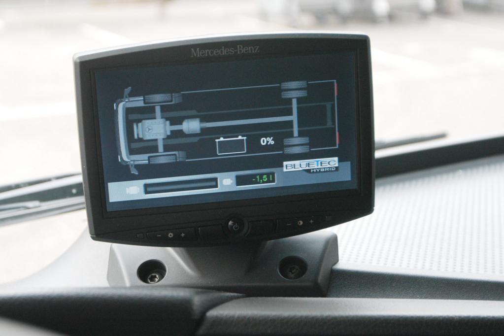 Der Fahrer wird jederzeit über den Ladezustand der Batterie informiert - die angezeigte Kraftstoffersparnis wird mit Sollwerten errechnet. 