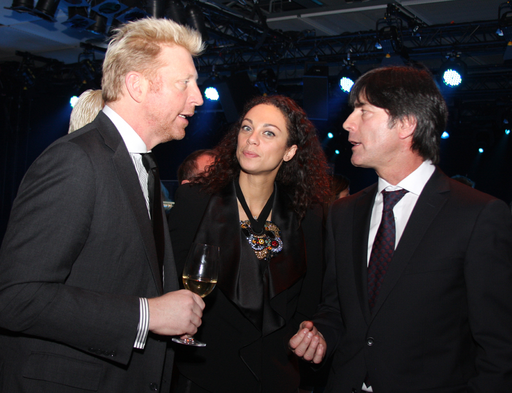 Festakt-Gäste: (von links) Ex-Tennis-Star Boris Becker, Ehefrau Lilly Kerssenberg, Fußball-Nationalmannschafts-Trainer Joachim Löw.