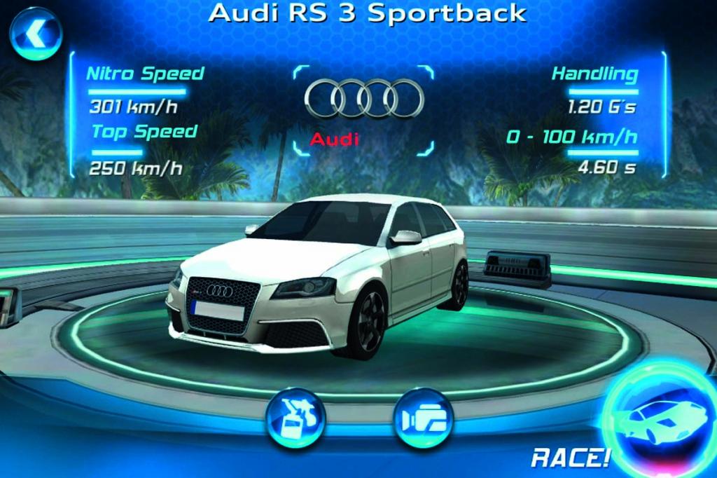 iPhone-Rennspiel „Asphalt Audi RS 3“.