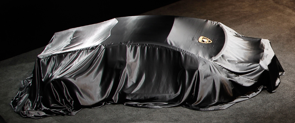 Das Rolling Chassis des neuen Lamborghini-Zwölfzylinders vor der Enthüllung.