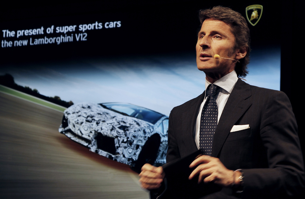 Lamborghini-Chef Stephan Winkelmann bei der Präsentation in Sant’Agata Bolognese.