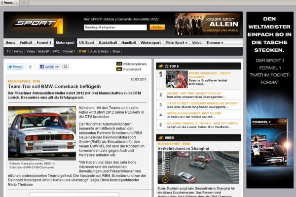 Sponsoring: Hankook Reifen präsentiert Sport1-Sendungen 
