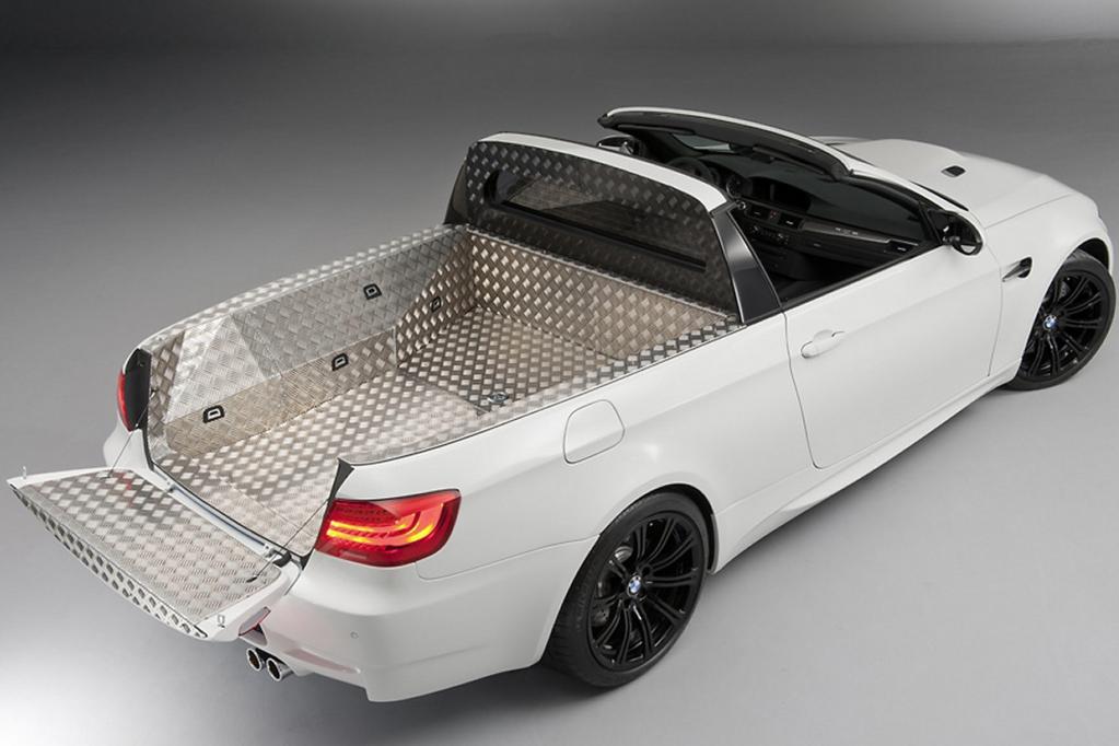 Der Pritschenwagen greift auf 309 kW/420 PS zurück, ist 50 Kilogramm leichter als ein normaler M3 und dabei ein echtes Nutzfahrzeug. 