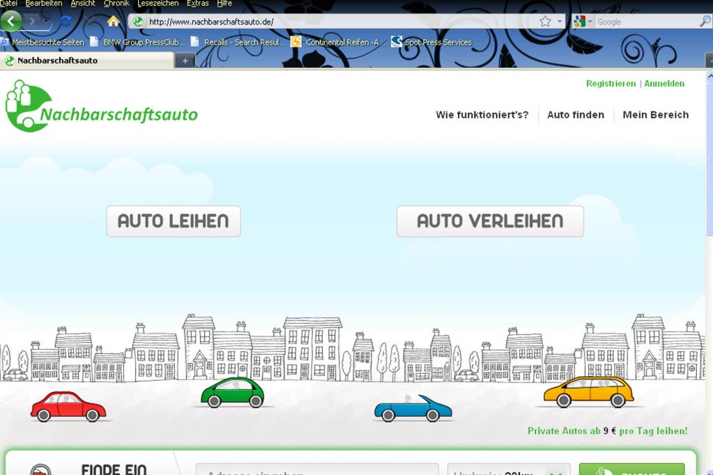 Online das Auto vom Nachbarn leihen 