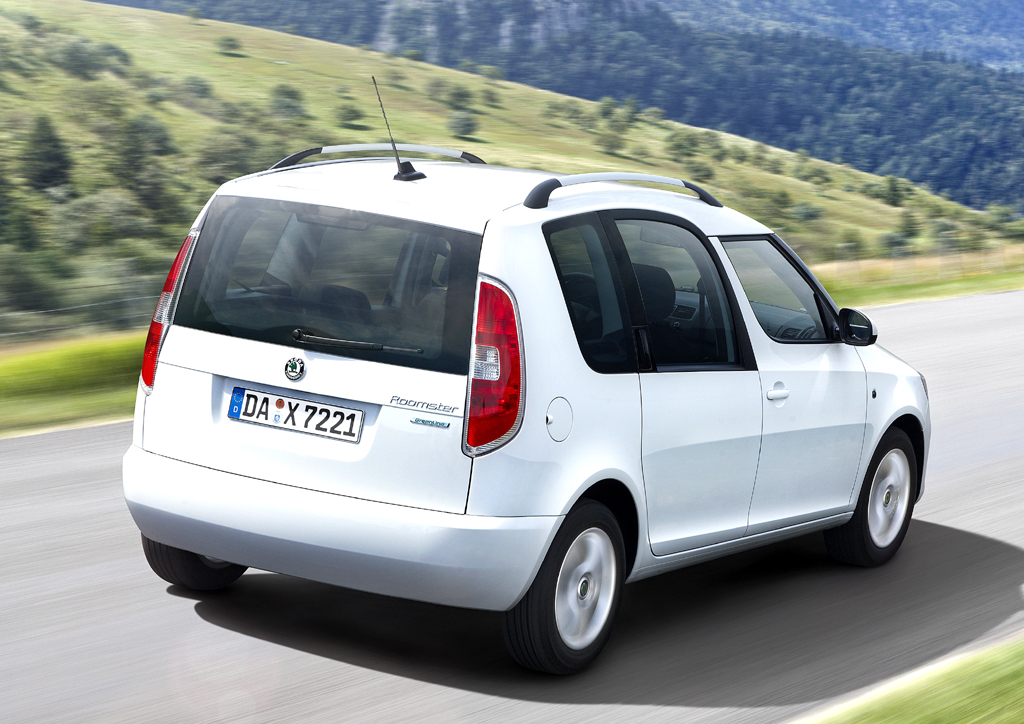Škoda Greenline: Der Roomster in Heck-/Seitenansicht.