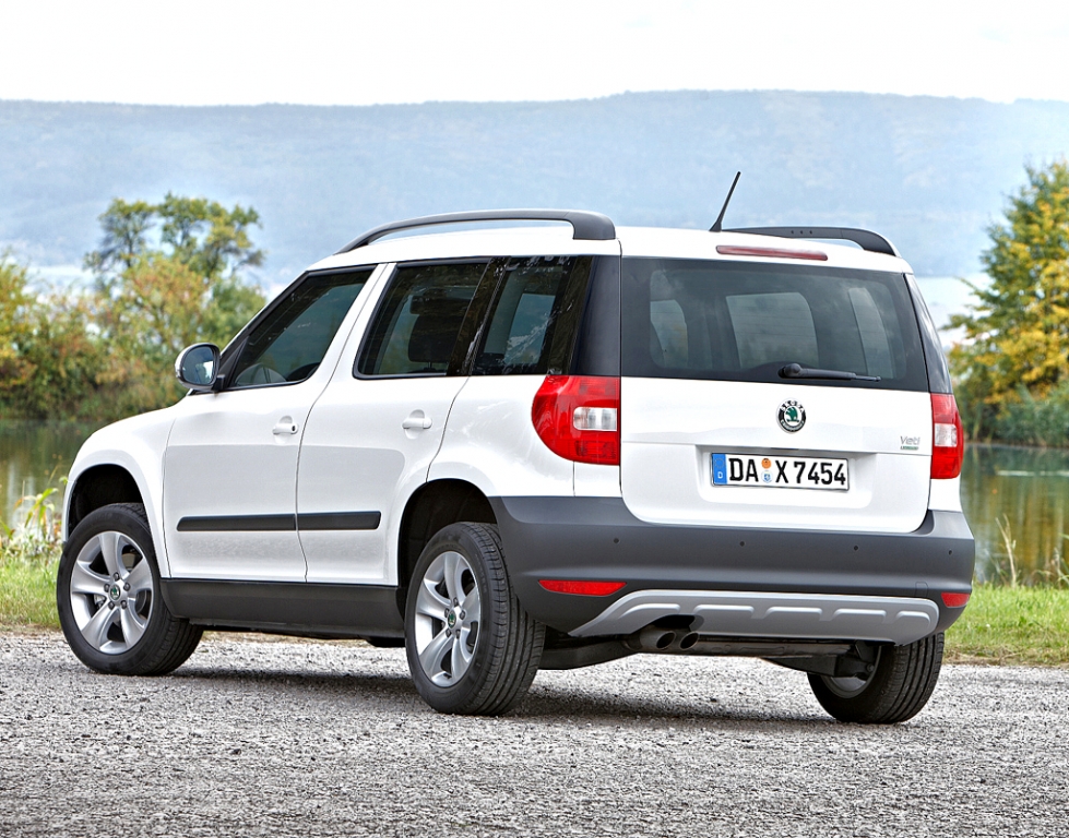 Škoda Greenline: Der Yeti in Heck-/Seitenansicht.