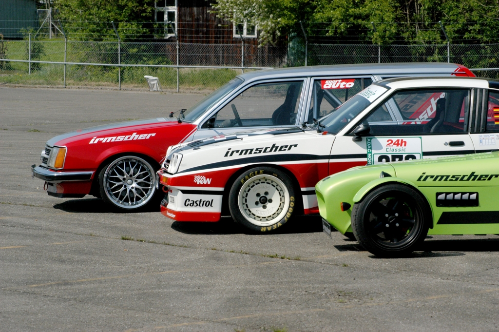 Die Irmscher-Motorsport-Modelle für die kommende Saison: Commodore C V 8, Manta 400 68-08, Irmscher 7 Selektra