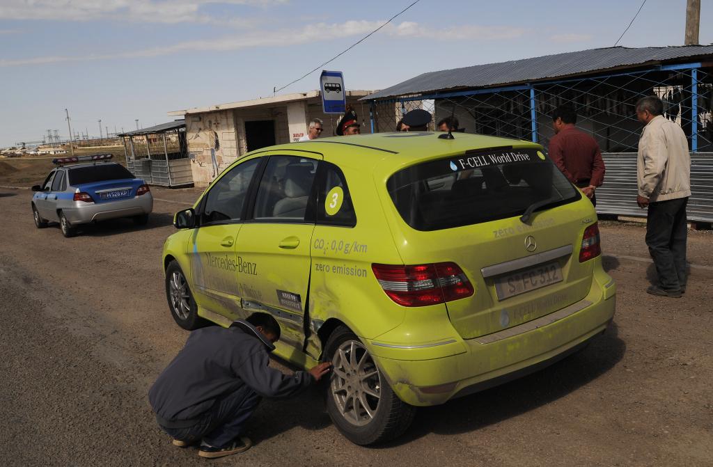 Unfall beim F-Cell World Drive.