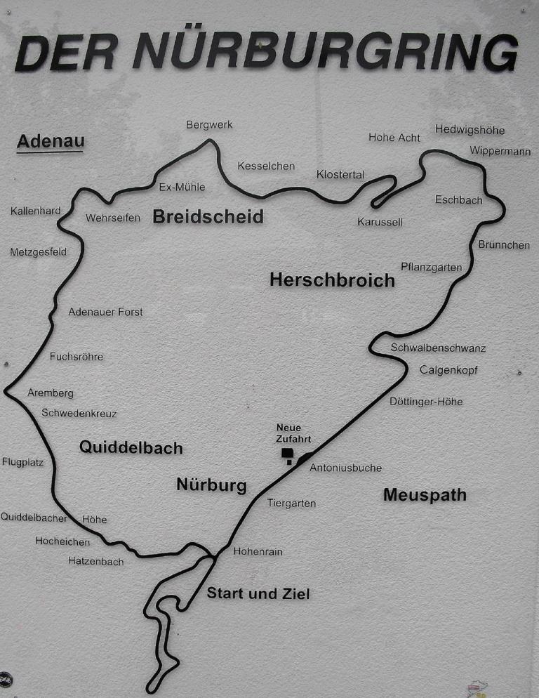 Auf einen Blick: Nordschleife mit Streckenpunkten. 