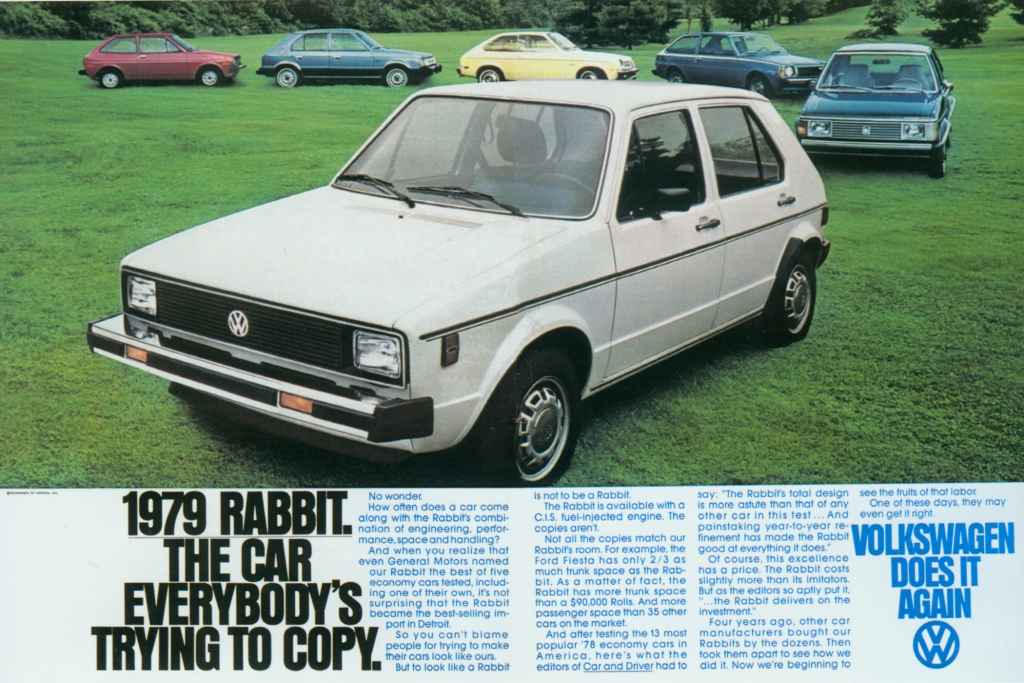 Der VW Golf in den USA als Rabbit verkauft, war einer der Konkurrenten des Chevrolet Chevette.