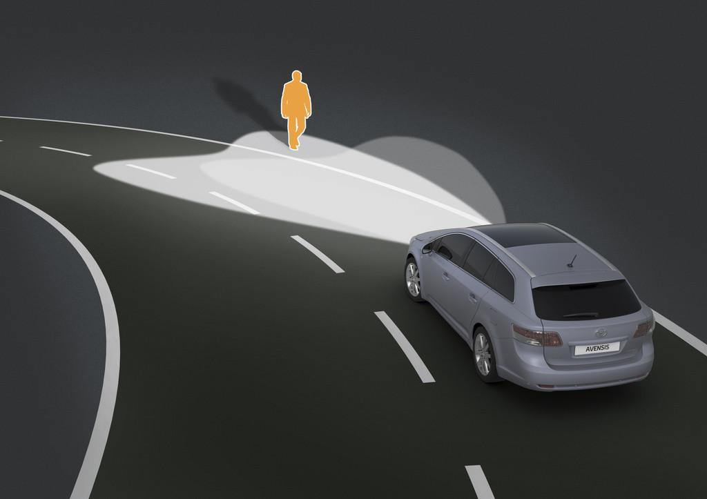 Sicherheitssysteme von Toyota. Adaptive Scheinwerferregelung.