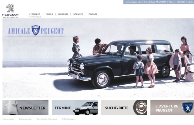 Peugeot frischt Oldtimer-Auftritt im Internet auf