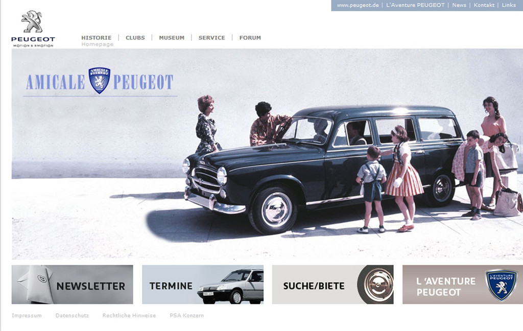 Peugeot frischt Oldtimer-Auftritt im Internet auf