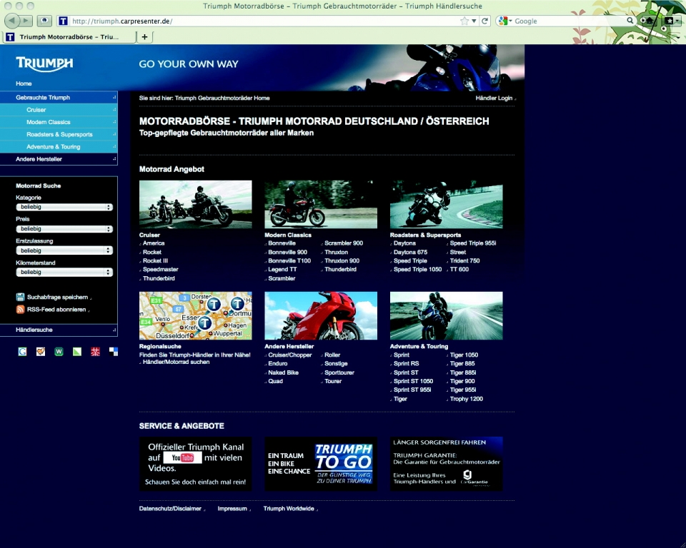 Triumph: Gebraucht-Motorrad-Schnäppchen in Internetbörse zum Saisonende