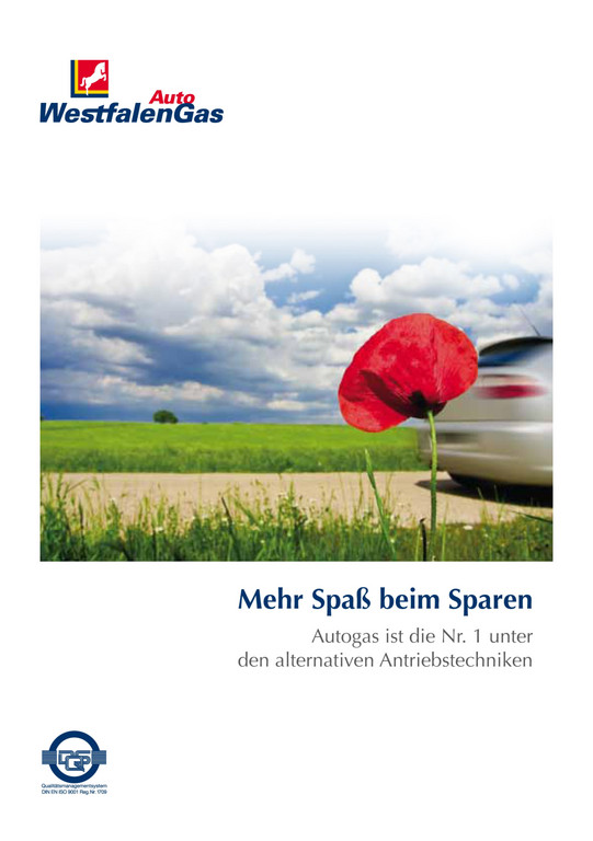 Kostenlose Broschüre: Mit Autogas fahren und sparen.