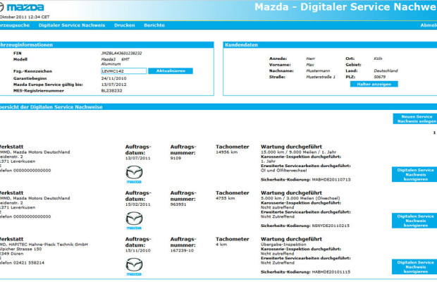 Mazda bietet Digitalen Service Nachweis (DSN)
