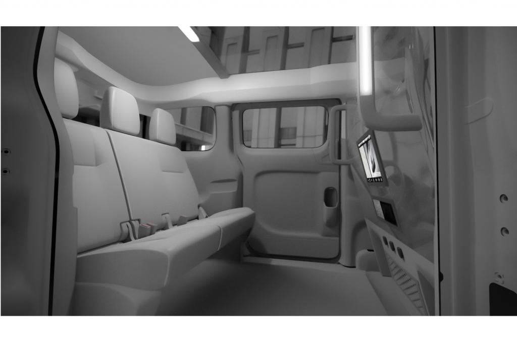 Auf Basis des Minivans NV200 finden im Fond des 4,40 Meter langen Japaners bis zu drei Passagiere Platz
