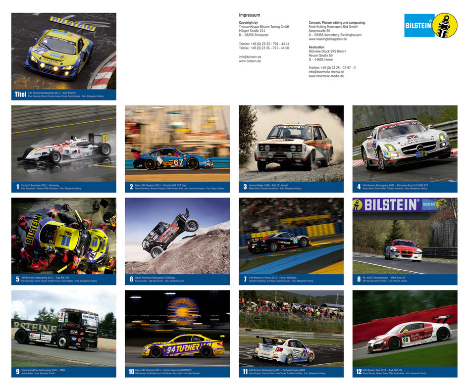 Bilstein-Motorsportkalender 2012.