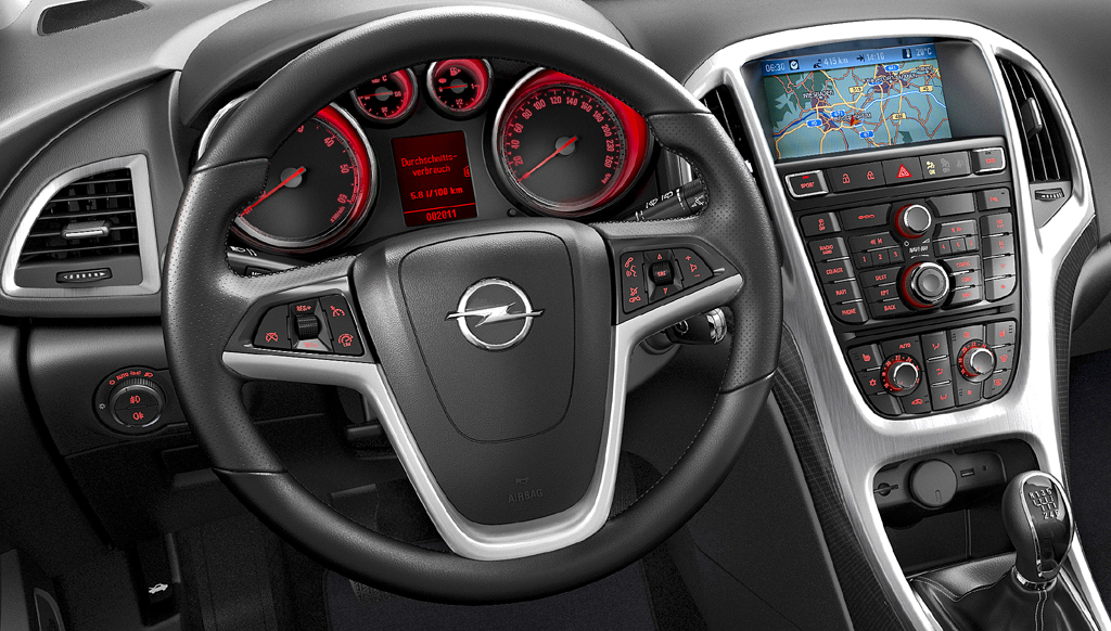 Opel Astra GTC: Blick ins sportlich-funktionell gestaltete Cockpit. 