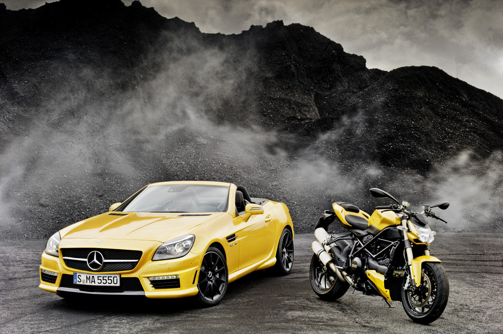 Ganz schön gelb: AMG und Ducati gemeinsam in Bologna
