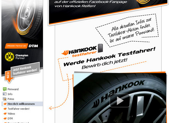 Hankook richtet Facebook-Seite ein