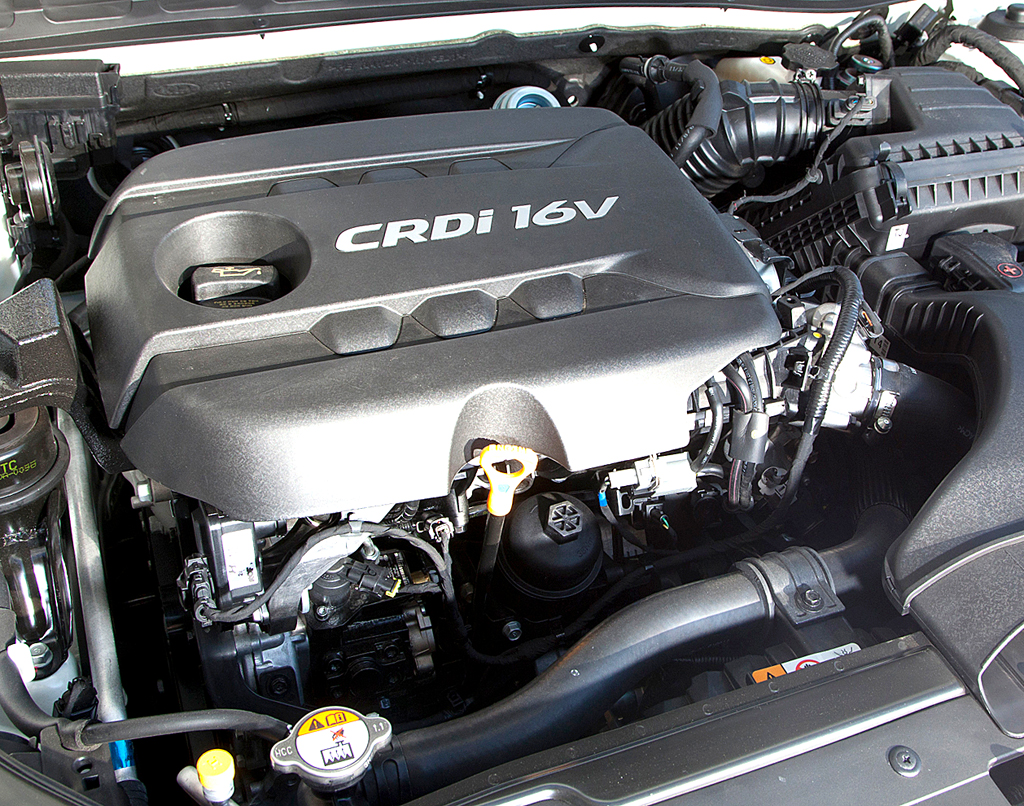 Kia Optima: Blick unter die Haube des 100 kW/136 PS starken Diesels. 