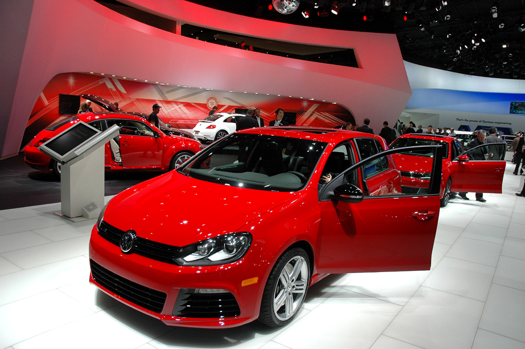 Deutsche Autobauer in den USA, hier VW-Stand bei der Autoschau in Detroit. 