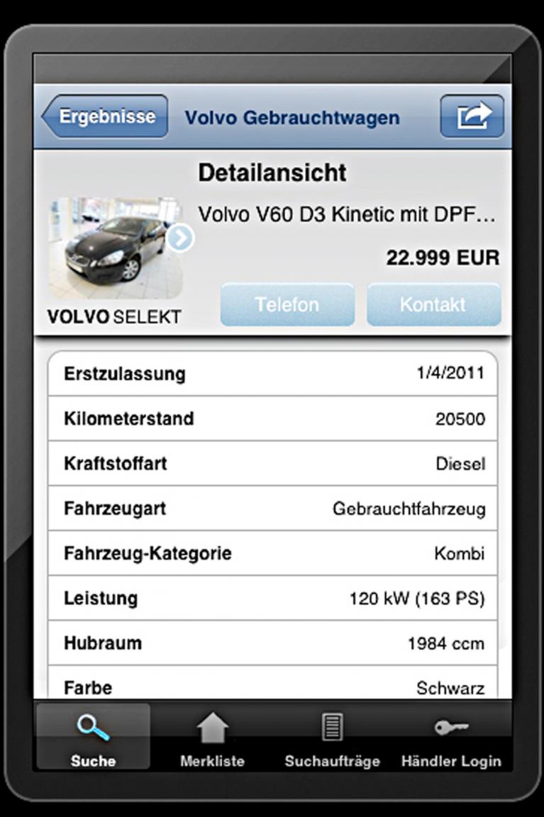 Per App gebrauchte Volvos suchen