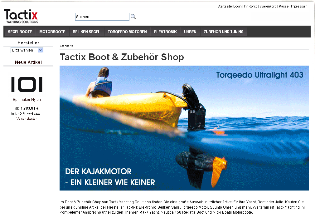 Tactix Yachting Solution: Online Shop für Boote, Ausrüstung und Zubehör