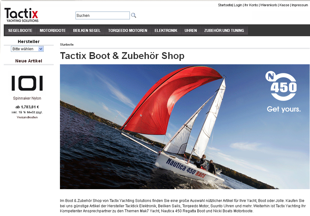Tactix Yachting Solution: Online Shop für Boote, Ausrüstung und Zubehör