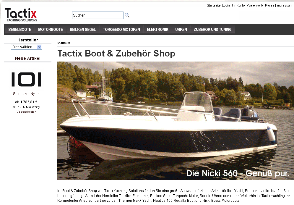 Tactix Yachting Solution: Online Shop für Boote, Ausrüstung und Zubehör