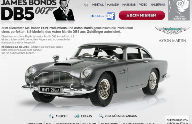 Aston Martin DB5: Bond-Mobil als Selbstbausatz im Maßstab 1:8