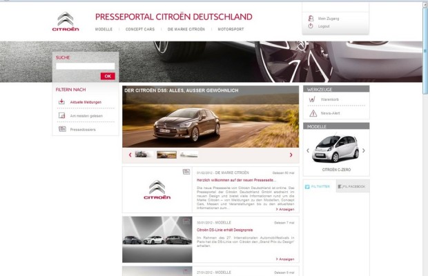Citroen überarbeitet Presseseite