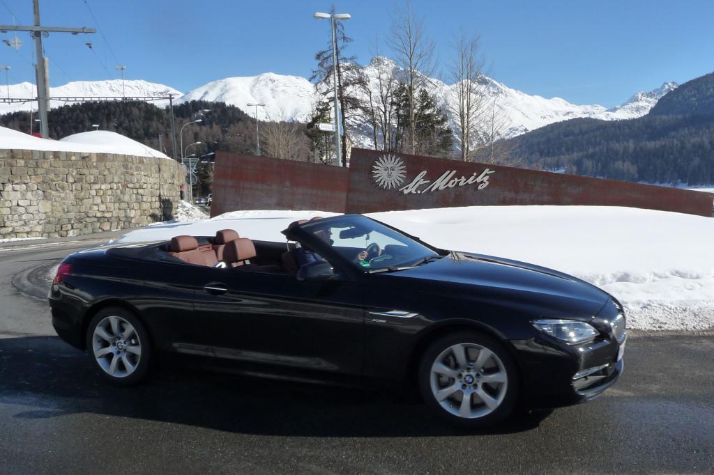 Der offene BMW ist für St. Moritz ein idealer Begleiter