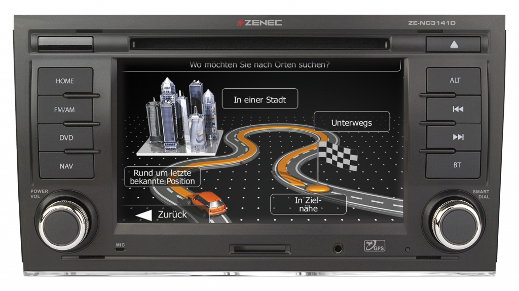 Zenec Navi für Audi A4 zum Festeinbau