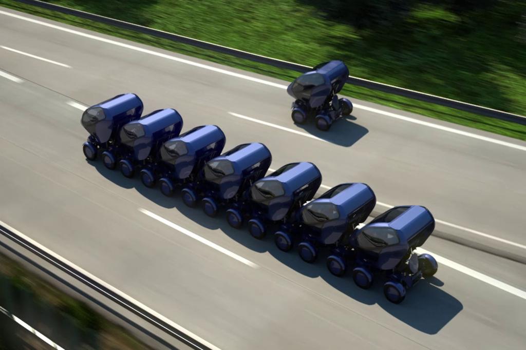 Der Wagen von der Größe eines Smart Fortwo kann etwa seine Räder um 90 Grad drehen