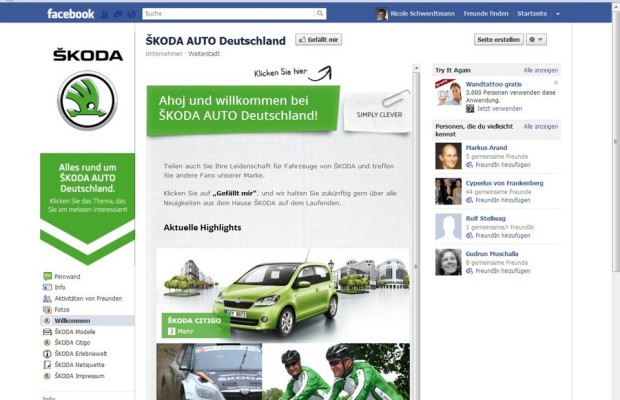 Skoda startet eigenen Auftritt bei Facebook