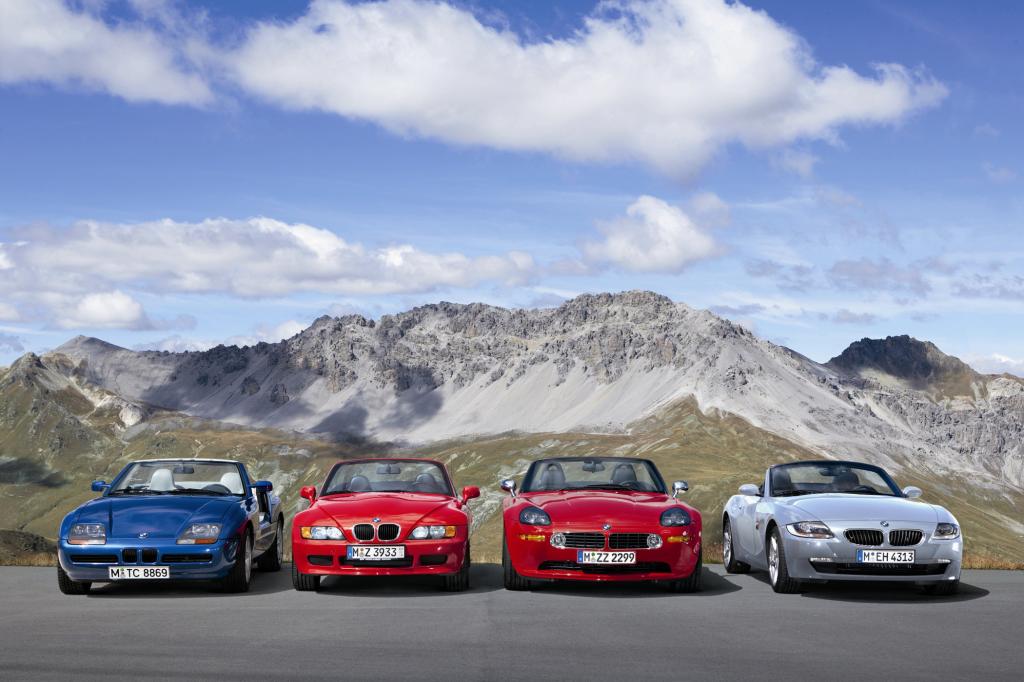 BMW Z Reihe von links nach rechts: Z1,Z3,Z8,Z4